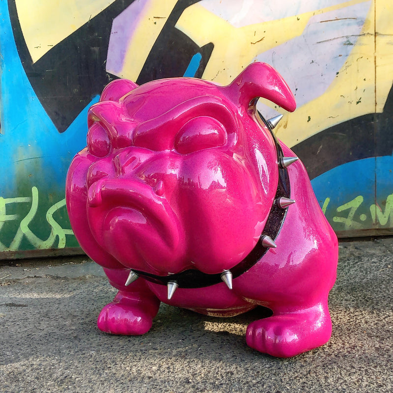 Frederic Avella - Sculpture Bulldog rose paillette