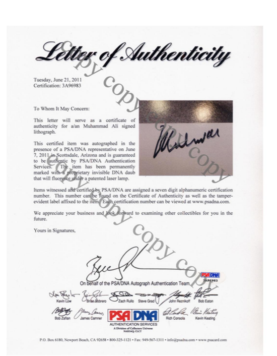 Muhamad Ali 1977 by Michael Brennan signed by Ali