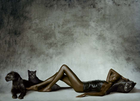 Seb Janiak - Nadja Auermann, panthères noires, 1997