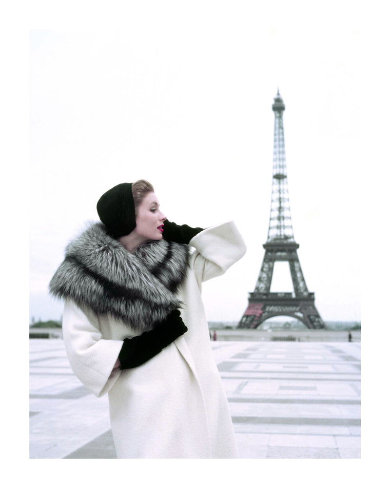 Georges Dambier - “Suzy Parker” Elle Magazine, Givenchy, Tour Eiffel 1954